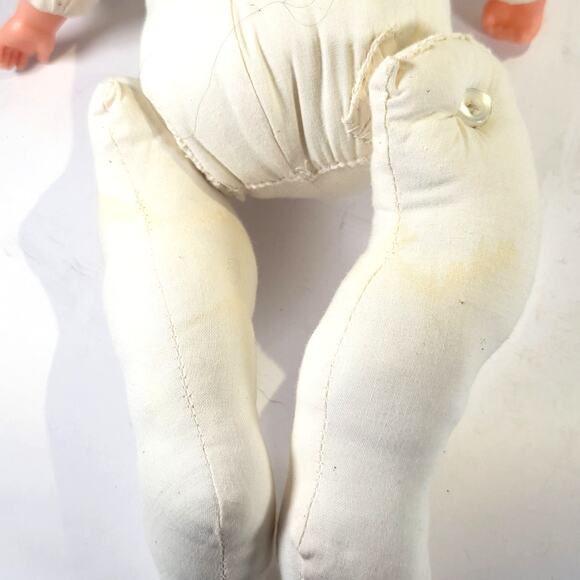 Vintage 13" Composition Baby Doll with Cloth Body and Sleep Eyes Bonnet Booties - Picture 9 of 16